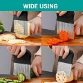Crinkle Fries Cutter Knife with Handle Potato Slicer – Stainless Steel Crinkle Knife – Multifunctional Knife Wavy Edged Potato cutter – Wavy Chopper – Wavy Potato Slicer – Vegetable & Fruit Wavy knife. 
