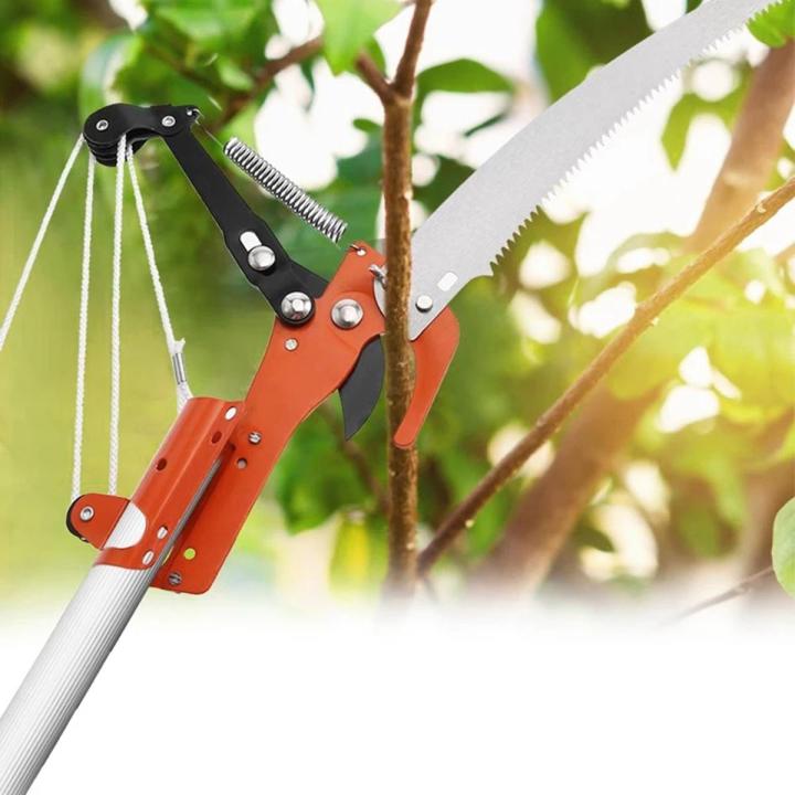 Foot Extendable Tree Pruner/Pole Saw with 3-Sided Blade  Tree Scissors Pruning Tool Tall Tree Branch Lopper Without Pole And With Pole