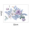 Purple Flower Leaves Wall Sticker Bathroom Toilet Decor Living Room Cabinet Home Decoration Decals Beautify Self Adhesive Mural Conbo. 