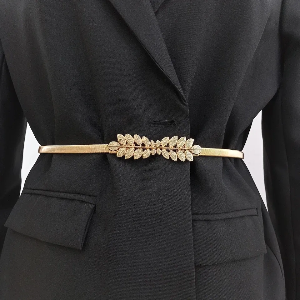 Women Gold Sliver Metal Fashion Dress Belts Stretch Women Waist Belt Plus  Size Thin Waist Band