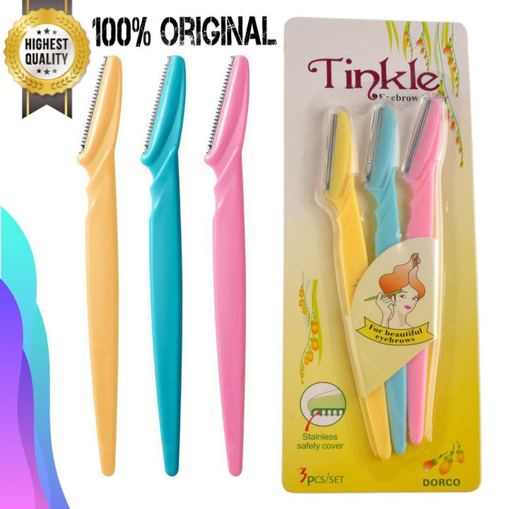 Original High Quality Tinkle Pack of 3 Tinkle Eyebrow Razor, Facial Hair Remover Eyebrow Trimmer, Sharp Mini Makeup Shapper
