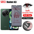 Redmi A3 Privacy Tempered Glass for RedmiA3 Redmi A 3 3 in 1 Anti Spy Soft Ceramic Matte Privacy Tempered Glass and Back Film. 