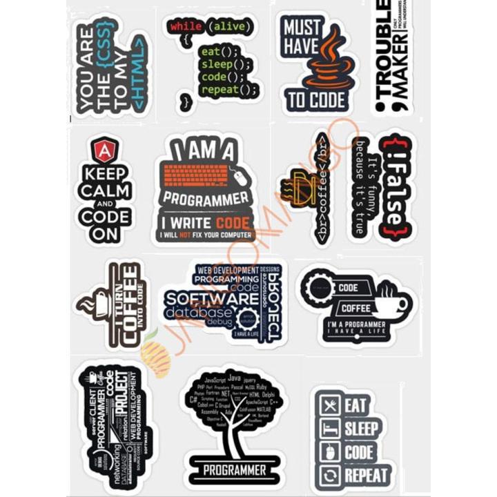 10 Pcs Programming Logo Text Stickers Pack for Laptop and Phone  DIY Stickers - JangoMango Store