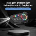 K06 Motorcycle Helmet Bluetooth Headset – Wireless Hands-Free Calling, Noise Cancelling, RGB Light, Waterproof Stereo Audio (800mAh Long Battery). 