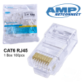 100 Pcs RJ45 Gold-plated AMP RJ45 CAT6 CAT5E Modular Plugs Network Connector 8P8C. 