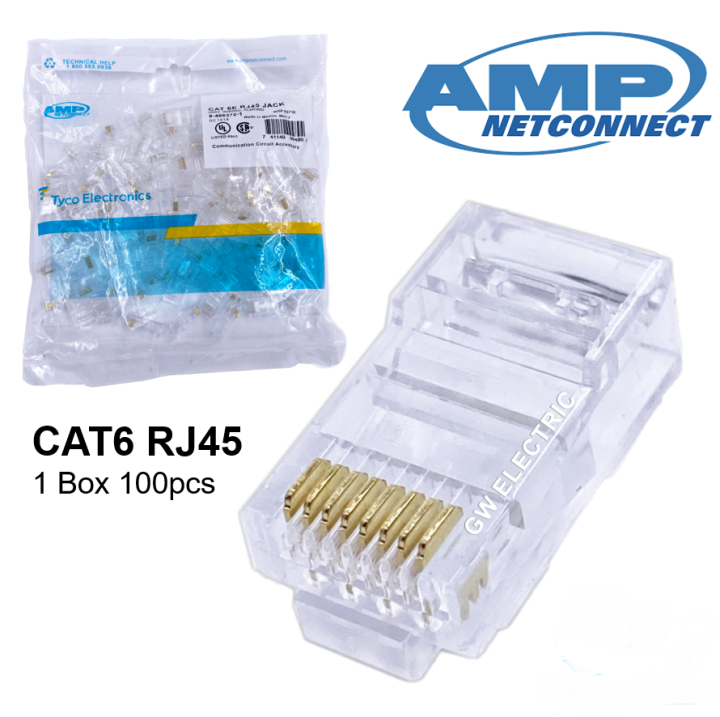 100 Pcs RJ45 Gold-plated AMP RJ45 CAT6 CAT5E Modular Plugs Network Connector 8P8C