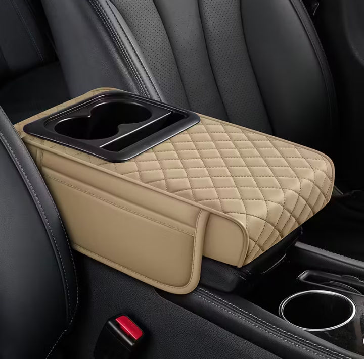 Universal Leather All Colors Car Arm Rest Cushion With Cup Holder