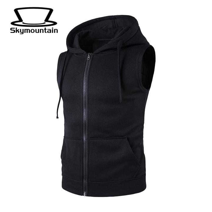 Zipper Pocket Sweatshirt Vest Men's Summer Sleeveless Hooded Vest with Pockets Zipper Placket Lightweight Waistcoat for Outdoor Activities Men Hooded Vest Jacket