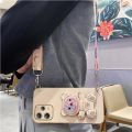 Quicksand Bear Holder Lanyard Phone Case For Xiaomi Redmi 12 Note 12s 12 Pro Plus 4G 5G 12C Strap Stand Cover. 