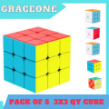 Rubik Cube,  Pack of 5 Rubik Cube 3x 3QiYi, Original Rubik Cube 3x3 Sticker less, Fast Speedy Magic Rubik Cube, Scramble Cube. 
