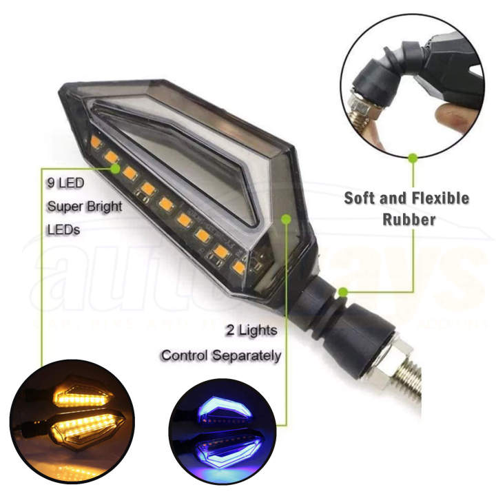 Yamaha%20ybr%20ybrg%20ybz%20Suzuki%20Honda%20DRL%20INDICATOR%20WITH%20FLOW%20LIGHT%20Eagle%20Eye%20Style%20Blue%204pc%20/%202%20pair%20for%20All%20bikes%20Motorcycle%20-%20Image%204