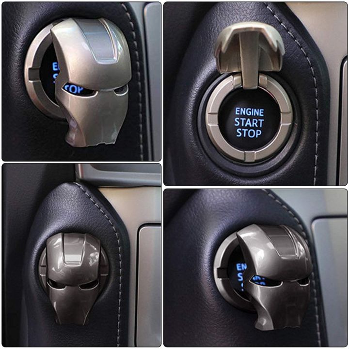 Iron Man Push Start Button Cover，Car Ignition Button Cover，Car Start and Stop Button Decoration Ring，Anti Scratch Car Button Decoration Ring（Silver）