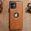 [ FREE SHIPPING] Leather Logo Cut Back Case for Apple iPhone 12 Pro Max. 