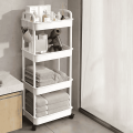 4-Tier Heavy-Duty Plastic Storage Trolley with 360° Rotating Wheels for Kitchen & Home Organization Trolley Floor Kitchen Bathroom Rack Movable Multilayer Portable Shelf. 