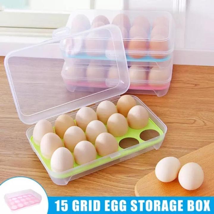 15 Grids Transparent Egg Storage Box, Single Layer Egg Storage Container, Egg Trays With Plastic Lid