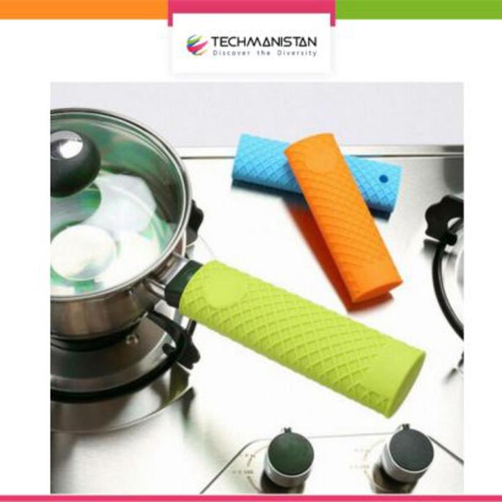 Techmanistan Random Color Silicone Heat Resistance Hot Pan Handle Cover, Silicone Pot Grip Sleeve Heat Resistant Slip Saucepan Handle