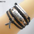 Infinity Hope Faith Breast Cancer Awareness Sign Charm Multi Layers Bracelet. 