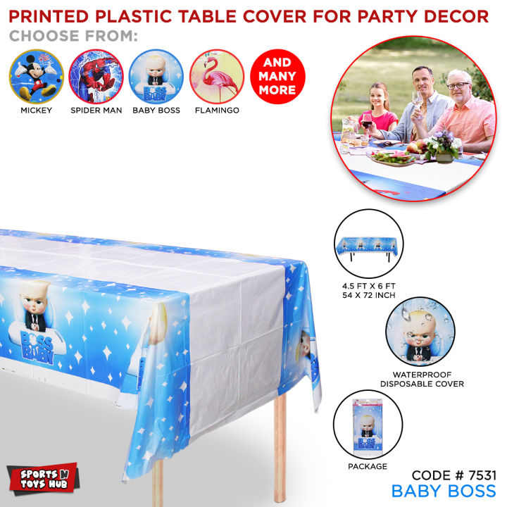 Cartoon Characters Table Cover For Birthday Party Waterproof, Stain Resistant Disposable Table Runner, Wrinkle Free Plastic Sheet For Boys & Girls Birthday Theme Party, Size 54"x72", Cars, Unicorn, Frozen, Boss Baby, Miceky Mouse & more