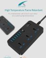 Adhesive Electrical Extension Board - 3 Universal Power Sockets + 6x USB Ports, 1.85m Extension Lead, 3000W-16A 250V - Black | Universal Socket Plug, Ideal for Home, Office or Travel  | Stick Anywhere|  Power Extension | Electric Extension |. 