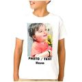 Personalized Custom Print Round Neck White Polyester Kids and Adults T-Shirts for Boys, Girls, Men, Women. 