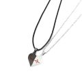 Wholesale 2Pcs/Set Couple Chain Necklaces Half Heart Pendant Heartbeat Magnetic Heart Necklace For Woman. 