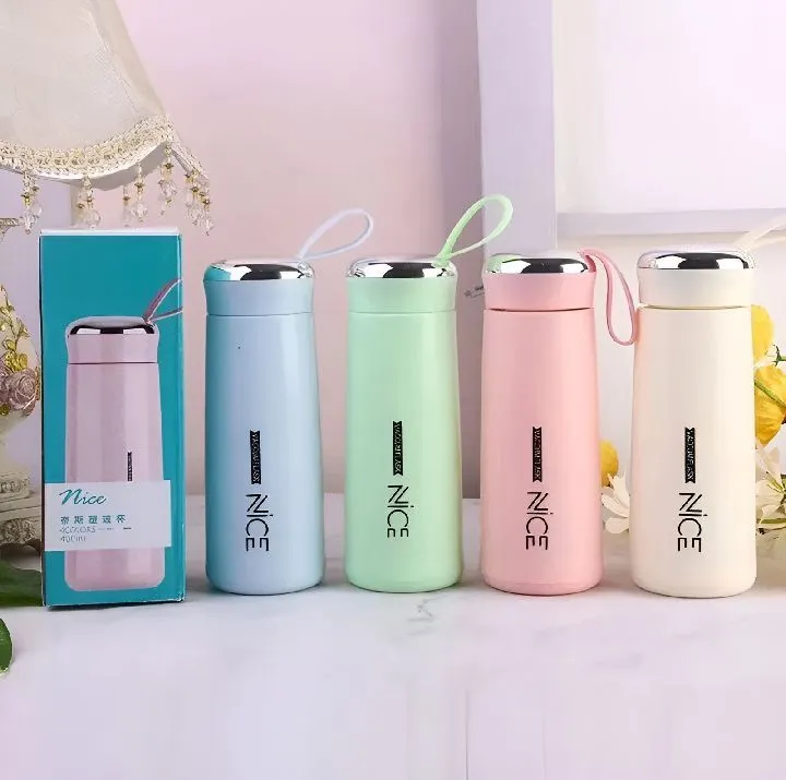 Nice Water Bottle 400ml - Perfect Water bottles For School Gym and Office - In Pink,Blue,Green,White Colors