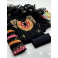 3 piece unstitched Dress for women & Girls beautifull embroidery work handemade design PINK colour suit for girls. 