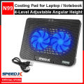 Speed-X N99 Laptop Cooling Pad 2 Fan  with Light - Dual Fans Notebook Cooler Adjustable Height. 