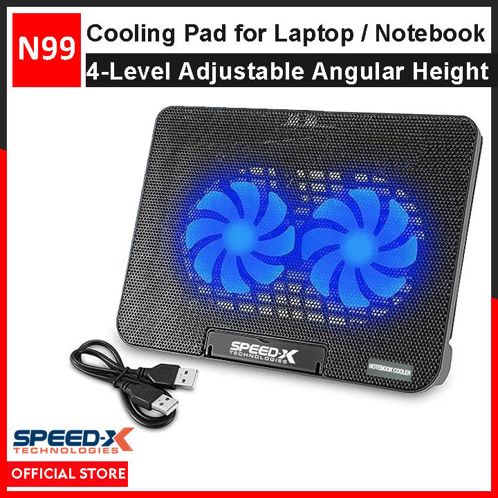 Speed-X N99 Laptop Cooling Pad 2 Fan  with Light - Dual Fans Notebook Cooler Adjustable Height