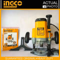 Ingco Electric Router 2200W Variable speed (with 6,8,12mm collets,1pc coping ring, 1pc parralle guide & 1pc aluminium guide fence). 