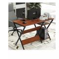 Computer Desk Modern Rustic Desk with Storage Rack Office Desk Wooden Appearance X Cross Desk. 