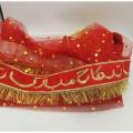 NIKKAH MUBARAK DUPATTA NET IN RED COLOR FOR WEDDING PARTY NIKKAH WEDDING NET DUPATTA ( 87 INCH X 42 INCH ). 