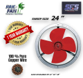 Pak fan exhaust fan metal 24 inches round ventilation fan pure copper wire energy saver for kitchen / room. 