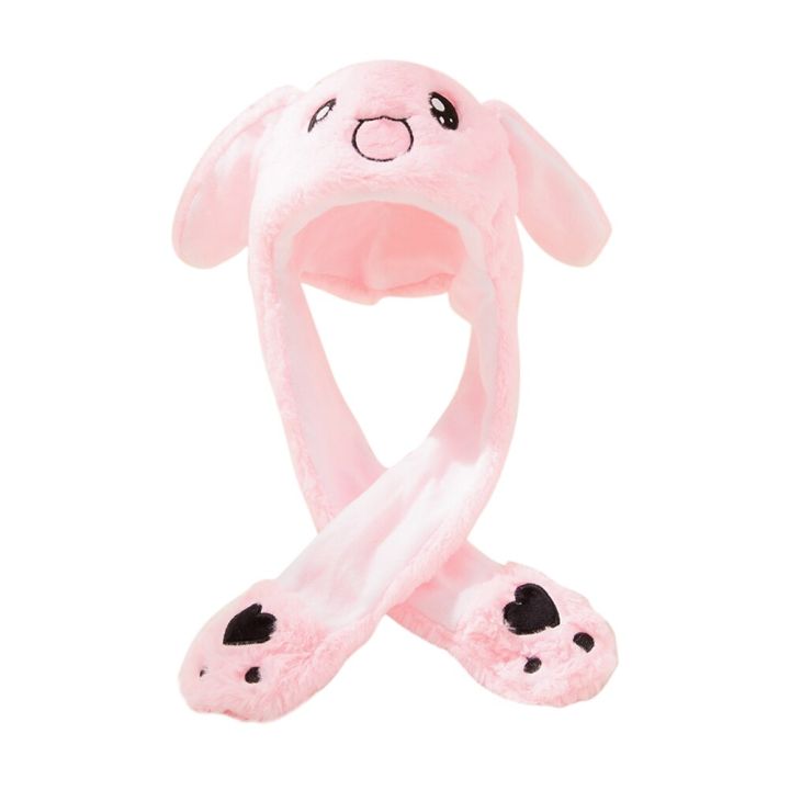 Cute Cartoon Rabbit Hat Moving Ears Jumping up Plush Bunny Hat Head Dress Beanie Kawaii Funny Bunny Hat Cap Birthday Gift