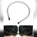 Pack of  2 Wave Headband Metal Zigzag Strong Hold Rust Free Hair Band Accessories for Men and Women Best Quality Strong Metal Zig Zag Hairband for Men & Women - Black. 