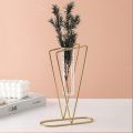 Hydroponics Glass Vase Iron art Flower Stand Metal Plant Holder Table Ornament Home Decor. 