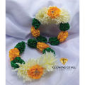 Artificial Flower Gajra Bangles - kangan Pair For Wedding, Engagement, Maiyon, Mehndi - Reuseable - Bride Colour Gajray - Fancy Bridal Gajray. 