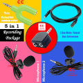 Dual/Double Clip-on Lapel Lavalier Collar Mic/Microphone 3.5mm Universal (3 Pole TRS Stereo Two way Adapter + 4 Pole U Shape Divider TRRS adapter)  3 meter Aux extension Male to femaleFor Smartphones, Laptops, DSLR, PC, Other Equipment, Professional 2 Pe. 
