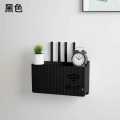 (Black) Wall-mounted router box Office Media Decor Console Wifi Wifi box Wireless storage boxes Rack Bracket Hangings Wall Shelf. 