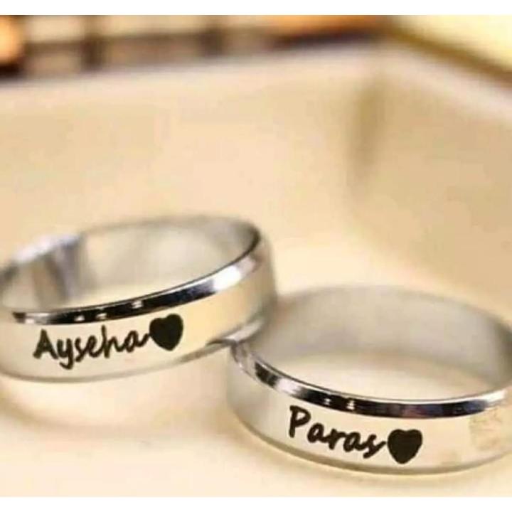 CUSTOMIZED SINGLE NAME RING WITH GIFT BOX PACKING THREE COLORS AVAILABLE GOLDEN,SILVER,BLACK (PERFECT GIFT TO SEND YOUR WIFE , HUSBAND , FIANCE OR ANY ONE)