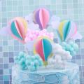 Hot Air Balloon Cake Topper Happy Birthday Party Decor Kids Boy Girl Clouds Cake Decor Birthday Party. 
