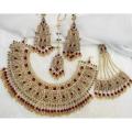 Polki Bridal Jewellery Set - Kundan - (4 in 1) Necklace, Earrings , Bindiya & Jhomar - Golden Combination - Artificial Wedding Jewelry for Women & Girls | OWN Jewellery. 