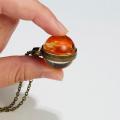 Personality Galaxy Pendant Necklace Eight Planets Luminous Double-Sided Retro Pendant Necklace Earth Glow In The Dark. 