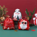Reusable Gift Bags Lightweight Santa Design Fabric Drawstring Bag 30x20cm Christmas-Themed Party Favor Pouch for Christmas. 