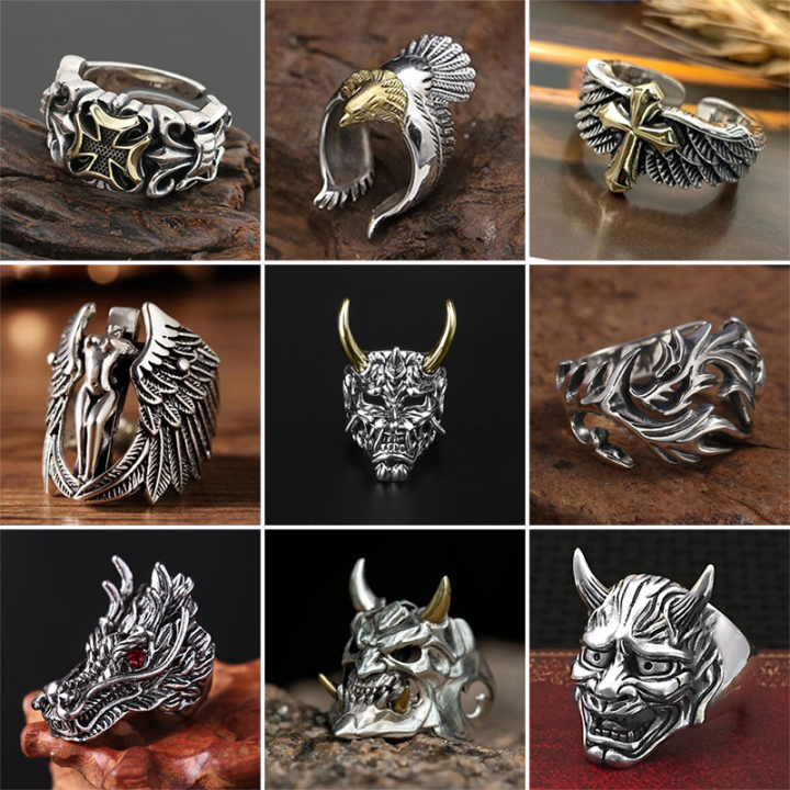 1Pcs European American Devil Rings Hip-hop Style Vintage Eagle Rings ...