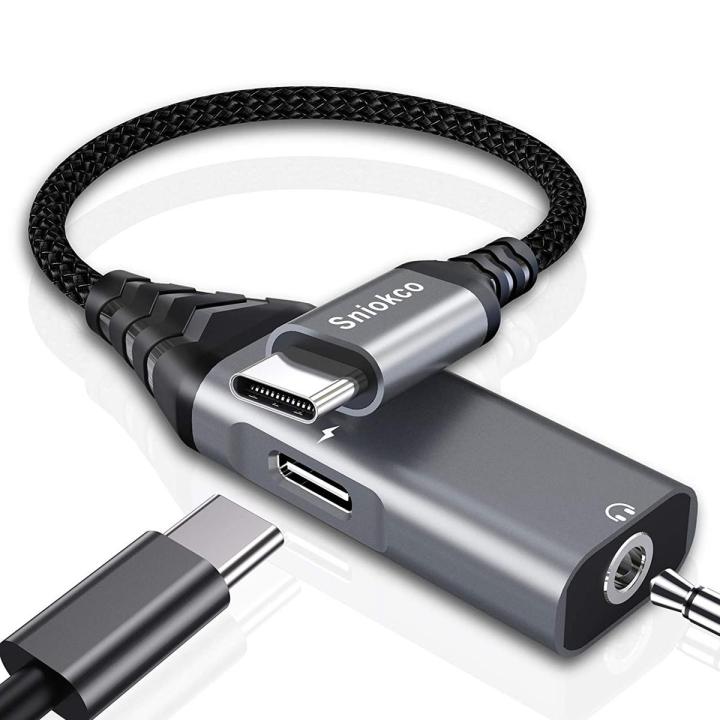 USB C to 3.5mm Audio Adapter, Sniòkco 2 in 1 USB C Headphone Adapter with PD 30W Fast Charging for Stereo, Earphones, Hi-Fi DAC Chip, Compatible with Sám,Sùng S21 S20, Note 20 G,oogle P,ixel 5/4/3XL