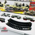 Classic Battery Operated Military Train Track Play Set Army Train Set With Flashlights, Sounds And Smoke. 