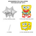 Sponge Bob Set of 5 Pcs Metallic Foil Balloons, SpongeBob Square Pants Birthday Theme Reusable Balloon, Birthday Parties Decoration, Party Supplies, Kids Cartoon Theme Pack, Cartoon Ballons Decor Set, Boy Birthday Ideas, SpongeBob SquarePants, Nickelodeon. 
