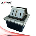 Clopal Silver Square Pop-Up Floor Telephone + Internet + HDMI + 2 Pin Socket With Box. 