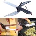 Best Quality 2 in 1 Clever Cutter Food Chopper Kitchen Scissors Smart Kitchen Shears Vegetable Slicer Dicer with Cutting Board. 